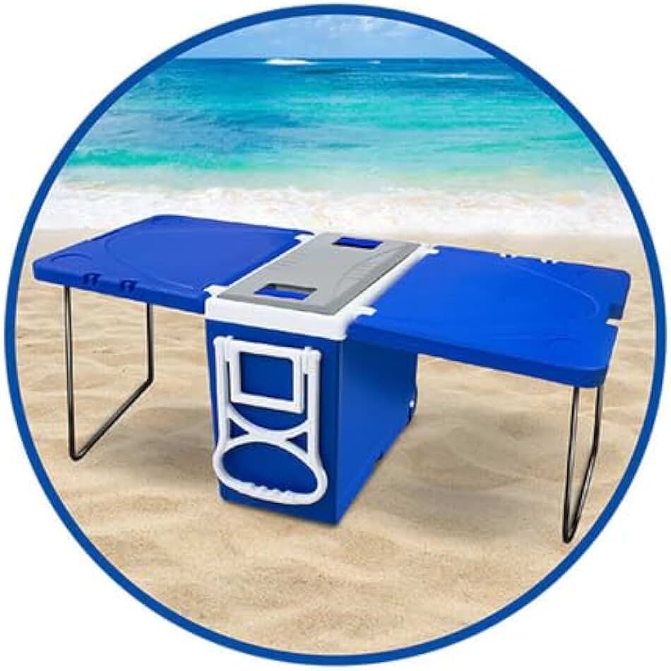 Caixa Térmica Multifuncional 3 em 1 – 2 Mesas Retráteis e Cooler 32L, Prática e Ideal para Praia, Camping e Lazer