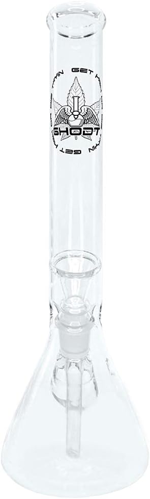 Ghodt Glass Bong 40 cm 40 mm Diameter 18.8 Chillum in Erlenmeyer Piston Style with Strainer, Glass, 40cm 40mm