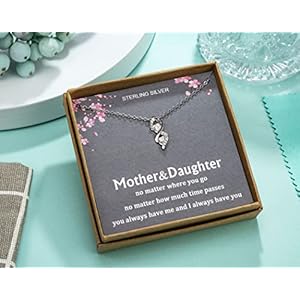 Mother Daughter Gift for Mom from Daughter Mama Necklace Infinity Two Heart Sterling Silver Necklace for Women Christmas Holiday Jewelry