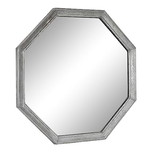 Kate and Laurel Ocono Vintage Farmhouse - Espejo de pared octogonal con marco de metal galvanizado, 26 x 26 pulgadas, color plateado