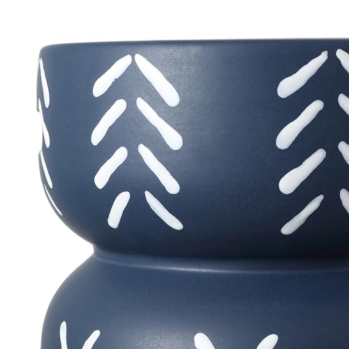 JONATHAN Y Kiri Ceramic 18" Garden Stool Bohemian Hourglass Indoor Outdoor Side Table with Handles, Weather-Resistant Accent Plant Stand for Patio, Living Room, Navy/White TBL1029A by JONATHAN Y - Image 7