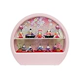 雛人形 Premo ひな人形 おしゃれ かわいい おひなさま お雛様 コンパクト リュウコドウ ちりめん 10人 十人 ケース飾り (ピンク)