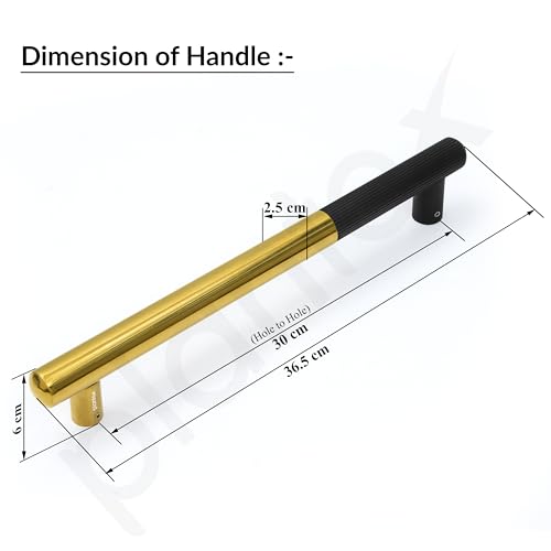 Image of Plantex Door Handle /14 Inch Main Door Handle /Stainless Steel and Aluminium Door Handle /Pull-Push Door Handle /Door Accessories (Pack of 1, Black & Gold)