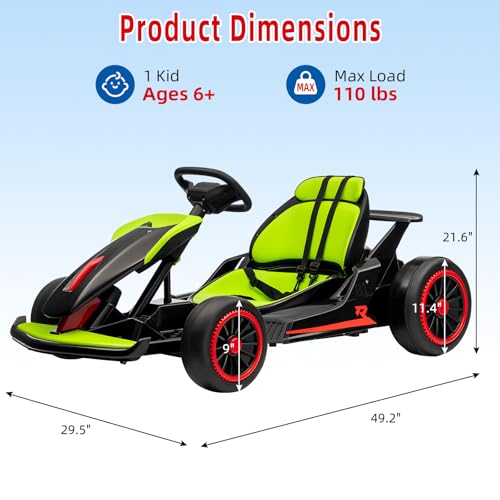 Garveelife ANF0P_MCJSSCTZQPBZBBDA8BK3VFR Electric Go Kart For Kids, 24V 7Ah Battery 300W Powerful Motors, 8Mph Drift Kart Car For Kids Ages 6-12 thumb #5