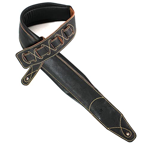 Walker And Williams C-22-DBLK Premium Sangle en cuir rembourré extra large Finition noire vieillie, Noir vieilli… - Les Beatles, Paul McCartney, John Lennon, RIngo Starr, George Harrison Walker And Williams C-22-DBLK Premium Sangle en cuir rembourré extra large Finition noire vieillie, Noir vieilli…