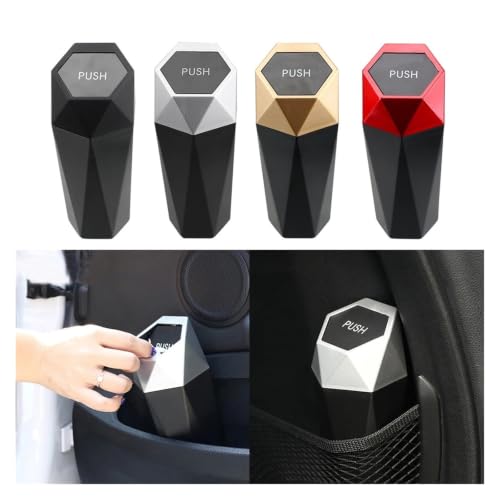 Cubo de basura para coche universal rojo mini papelera interior de almacenamiento 2