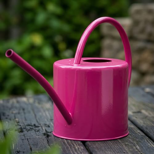 Topadorn 1.5L Pink Metal Watering Can, Long Spout with Ergonomic Handle, Rust-Resistant for Indoor & Outdoor Plants