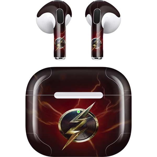 Skinit Decal Audio Skin Compatible with Apple AirPods (3rd Gen, 2021) - Officially Licensed Warner Bros The Flash Movie: Logo Poster Design