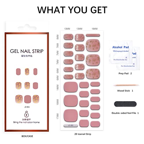 Semi Cured Gel Pedi Strips Glossy Gel Toenail Stickers Semi-Cured Gel Pedicure Strips Long Lasting Gel Pedicure Nail Wraps Sticker Salon Nails At Home Requires Uv Light Pedicure Kit #TOP5