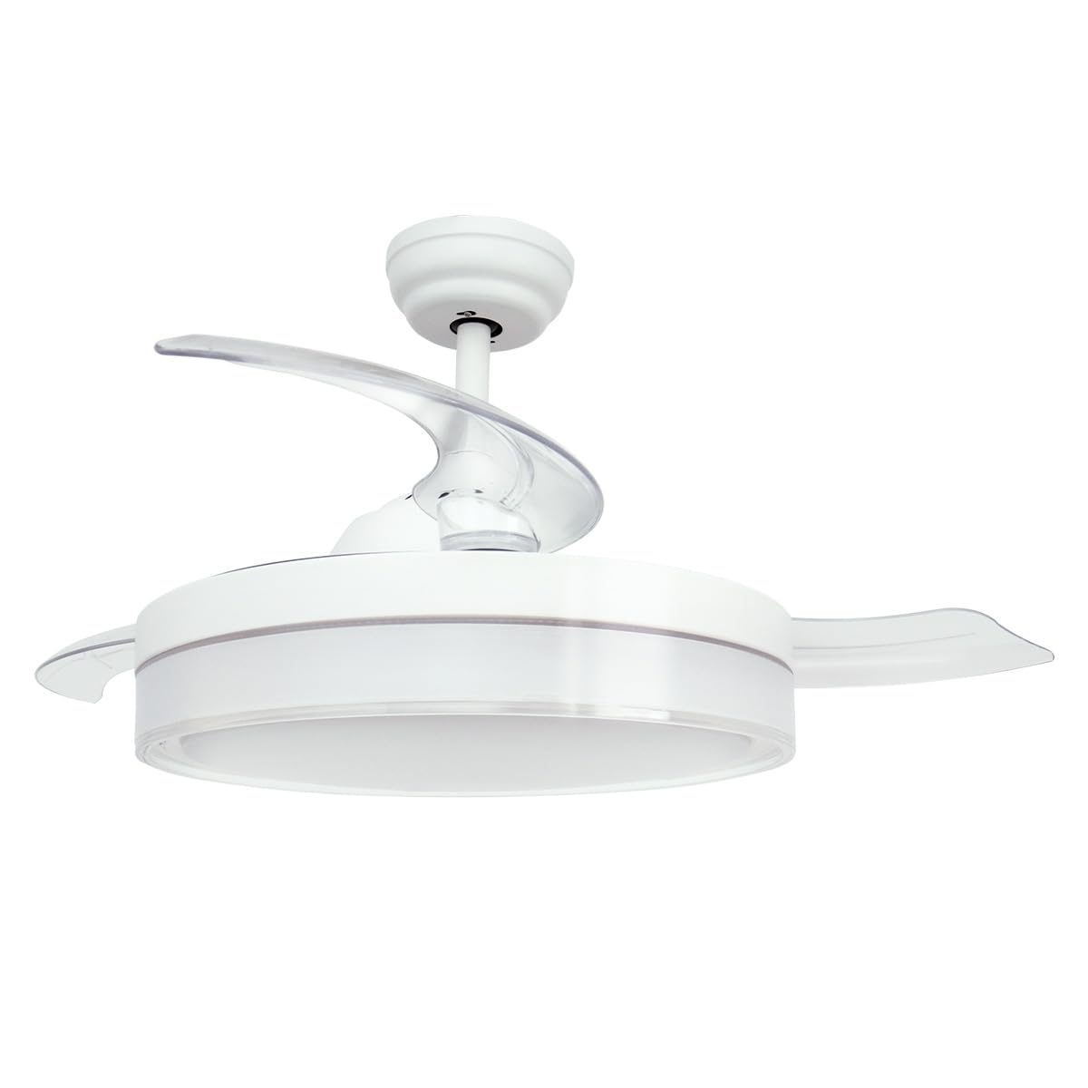 Jocca - Ventilador Techo con Luz LED Regulable| Ventilador Aspas Retráctil| Mando a Distancia| Temporizador| Función Verano e Invierno| Blanco