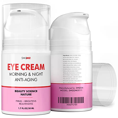 Natural Eye Cream for Dark Circles and Puffiness - Effective Help for Eye Bags, Wrinkles, Fine Lines - Moisturizing Day and Night Under Eye Cream - Retinol Eye Cream with Caffeine - For All Skin Types