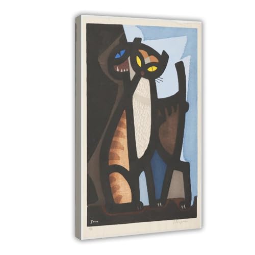 Impression sur toile Couple de chats par Inagaki Tomoo toile suspendue 41x61cm pour bureau