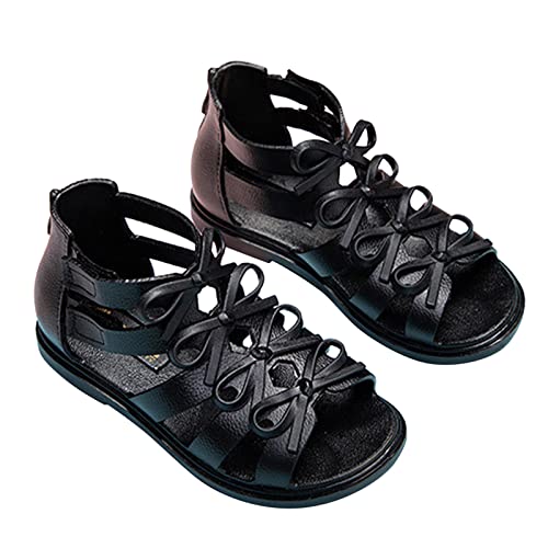 Child and Toddler Baby Girls Sandals Anti Slip First Walkers Prewalker Shoes Lightweight (Black, 12.5 Little Child)