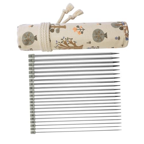 Agujas de tejer de acero inoxidable de una sola punta de 25 cm rectas para labores de punto 1