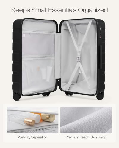 Image of Coolife Luggage Set, Lightweight Durable Hardshell, 3 piece, Black new | Upgraded Polycarbonate Shell Suitcase,360 Spinner Double Wheels,Expandable(20''only),Tsa Lock,Aluminum Handle,Nested Design
