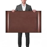 Saysurey 30 x 18 Inch Leather Desk Pad Protector with Side Rails, Executive Office Desk Mat for Home Workspace, Writing Surface, Mouse & Keyboard Pad, Elegant Gift for Men Dad Husband (Brown)