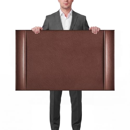 Saysurey 30 x 18 Inch Leather Desk Pad Protector with Side Rails, Executive Office Desk Mat for Home Workspace, Writing Surface, Mouse & Keyboard Pad, Elegant Gift for Men Dad Husband (Brown)