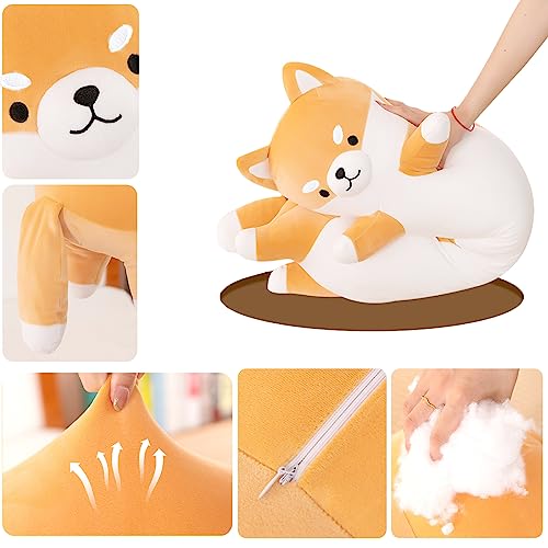 Aiuidun Langes Shiba Inu Plüschtier Riesiges Corgi Hund Stofftiere Plüschkissen Weiches Langes Hund Plüsch Spielzeug Kuschelkissen Geschenke für Mädchen Jungen (70cm/27.55inch, Yellow)