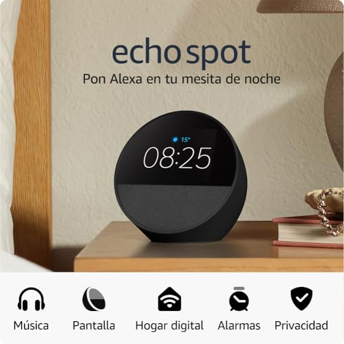 Miniatura 2 de Amazon Echo Spot (última generación) | Despertador inteligente con sonido de calidad| Negro, con Acceso Anticipado a Alexa+