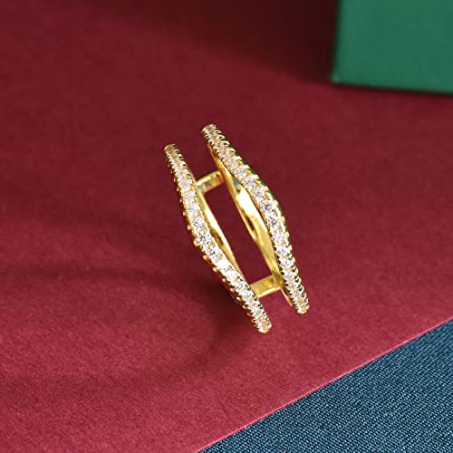 Newshe Jewellery AAAAA Cubic Zirconia Curved Wedding Bands for Women Ring Enhancer Guard for Engagement Rings 925 Sterling Silver Size 4-134