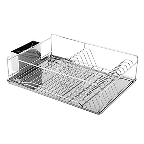 GPCT Stainless Steel Dish Rack & Removable Drain Board. Keeps Utensils, Dishes, Bowls, Spoons, Forks & Knifes Dry & Organized! 12 Dish Slots, Side Cup Slot, Tray, Cutlery Dish Drainer- Easy Assembly
