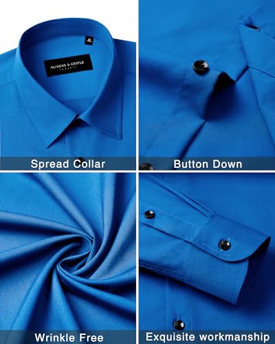 Image of Men's Dress Shirts Long Sleeve Wrinkle Free Business Button Down Shirt | Regular Fit, Adjustable Cuffs, Spread collar, Skin-Friendly, Casual, Easy Care, Regular Fit, for Wedding Vacation Work Office