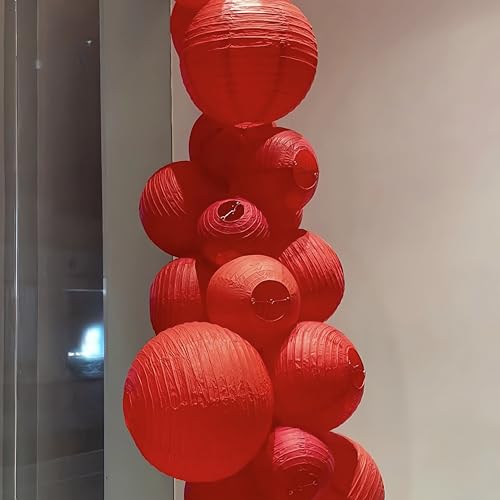 Image of Red Paper Lanterns 10pcs Party Hanging Decorations for Xmas Hanging Decorations Ball Lanterns Lamps Parties Wedding Birthday