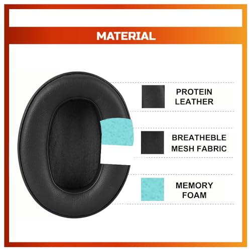 Image of Crysendo Replacement Ear Pads Compatible with Sony WH-XB900N /WH-CH710N Headphones | Soft Protein Leather & Memory Foam Cushion, Noise Isolation Earpads (Black)