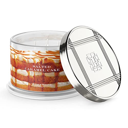 Premium Scented 4-Wick Candle, Salted Caramel Cake, Homeworx By Slatkin & Co - 18 Oz - Long-Lasting Jar Candle, 30-55 Hours Clean Burn Time - Notes Of Salted Caramel, Black Walnut & Vanilla Bean #TOP16
