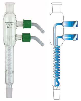Condenser- Reflux- 205mm- 14/20 Jacket Lenoint- G L-14 Screw Cap- Removable Hose Connections- 100m, EA1