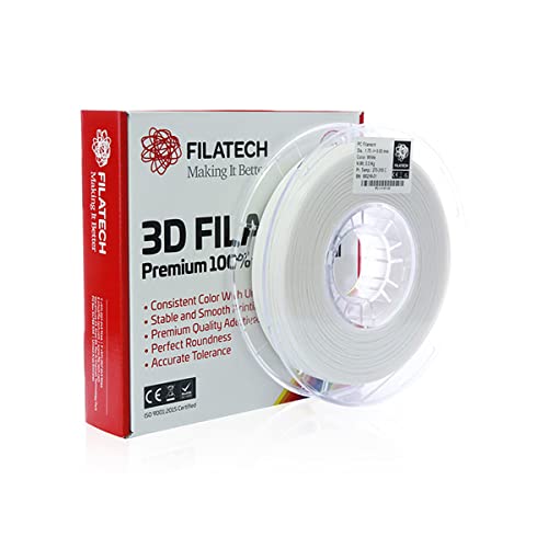 Filatech 3D Printer Filament, High Strength Polycarbonate PC, 1.75mm ±0.03mm, 0.5Kg, White, Durable PC Material – Made in UAE