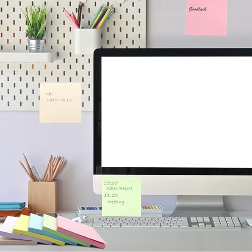 (12 Blöcke) Haftnotizen 76x76mm Post, Sticky Notes Pastell Post Stickies Colourful, Klebezettel zum Beschriften, Super Sticking Power Memo Pads sticky notes für Schule, Zuhause, Büro, 60 Blatt/Bücher