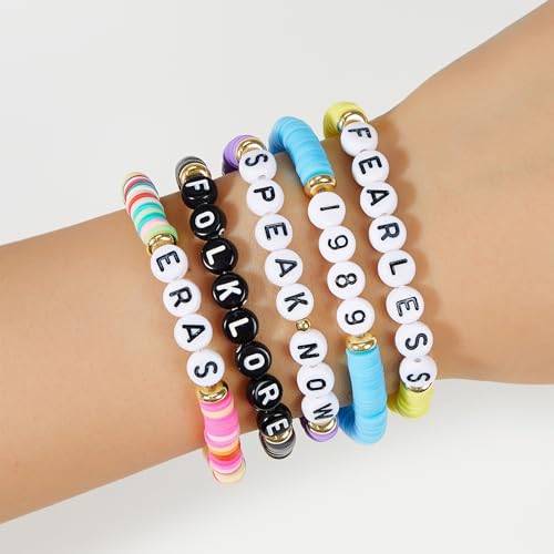 Image of American Trends Friendship Bracelets Colorful Clay Beaded Preppy Jewelry for Concerts Music Inspired Bracelets Cute Bead Bracelet for Fans