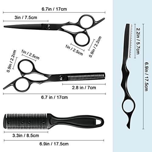11Pcs Professional Hair Scissors Set,Stainless Steel Barber Supplies Including Straight Shears, Thinning Shears, and Hair Thinning Knife Multifunctional Salon Tools and Gifts for Friends and Family - Image 4