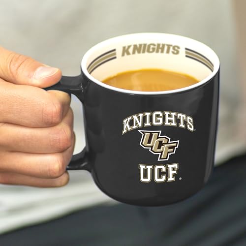 Image of Logo Brands NCAA Central Florida Golden Knights 15 oz Stripe Coffee Mug - Vintage Team Logo, Inside Print & Stripes, Microwave & Dishwasher Safe- Great Gift For Fans & Alumni