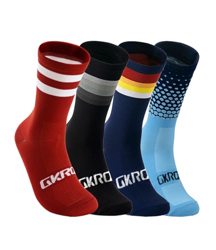 GKRQ Calcetines de Ciclismo, Pack de 4 Pares,...