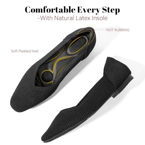 Women's Flats Shoes Comfort Knit Dress Flats Round Toe Ballet Flats with Memory Foam Softable Slip on Casual Work Office Flats2