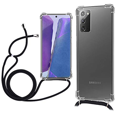 TopACE Funda Lanyard para Samsung Galaxy Note 20?Cubierta Ligera, Transparente y Resistente a la Rotura para Samsung Galaxy Note 20(Negro)