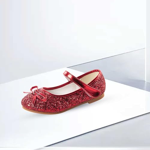 Girls Glitter Princess Dress Shoes Bow Rhinestone Soft Sole Mary Jane Ballet Flats for Flower Girl Wedding Party2