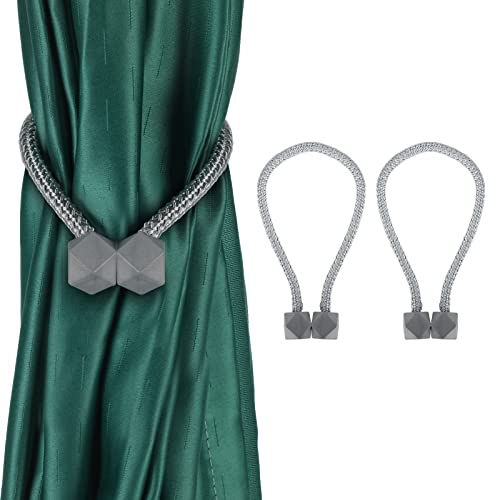 Senbaler 8 Stück Magnetische Vorhang Raffhalter,Vorhanghalter Gardinenhalter,Mode Prismatische Kugel,Starke Magnetkraft (Grau) Cover