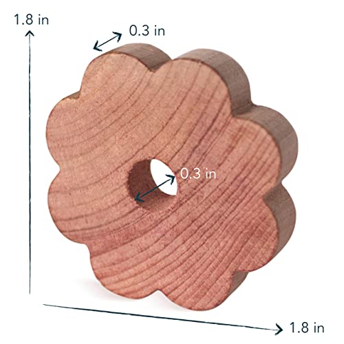LAVODIA Cedar Wood Closet Freshener for Clothes Hangers, 30 Wooden Flowers for Wardrobe Closet - Cedarwood Hangers - Wood Ring Pack - Clothes Refresher - Cedar for Drawers and Closets