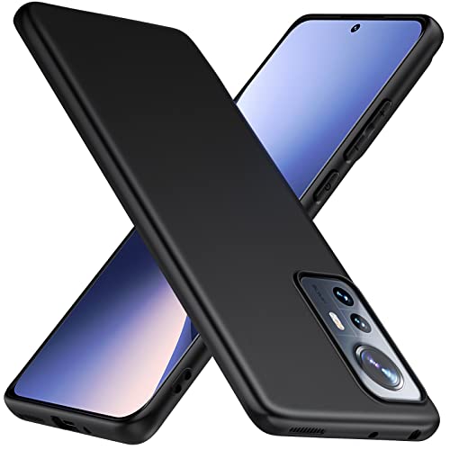 TesRank Coque pour Xiaomi Mi 12 / 12X, Etui Souple Flexible en Premium TPU, Antichoc, Anti-dérapante pour Xiaomi Mi 12 / 12X-Noir Cover