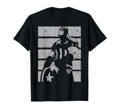 Marvel Avengers Vintage Captain America Retro Silhouette T-Shirt Small