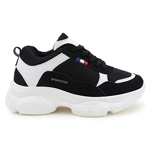 SPORT STAR Women's Black Sneakers (Black Price History
