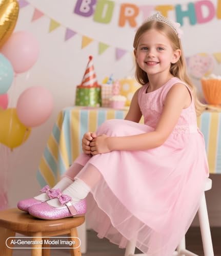 Image of PHIRAMIN Toddler Flower Girl Dress Shoes - Little Girl Mary Janes Flats Wedding