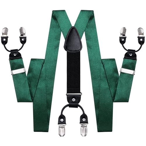 Image of Dubulle Suspender and Bow Tie for Men Paisley Solid Mens Suit Braces Pretied Bowtie and Handkerchief Cufflinks Formal Wedding
