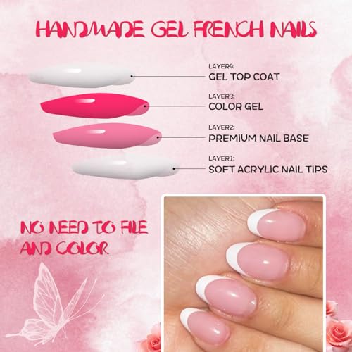 AddFavor French Tip Press on Nails Short Oval Fake Nails, 120pcs White French Tips Nails Press on Medium Almond False Acrylic Nails for Women and Girls - Thumbnail 4