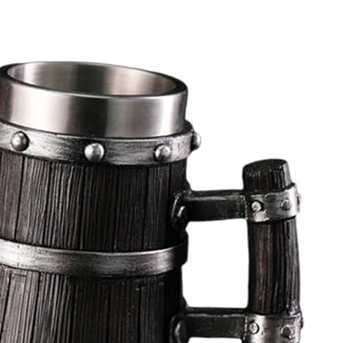 Taza medieval creativa de madera con acabados artesanales vintage 3