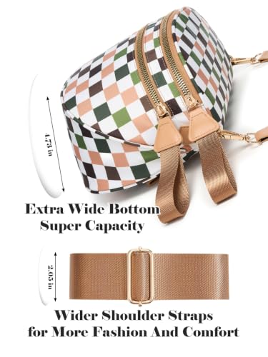 Image of Black and White Checkered Crossbody Bag Bum Bag for Women,Spacious Checkered Purse Fanny Packs Belt Bag