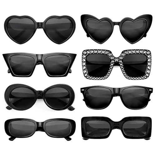 Pibupibu 8 Pack Mixed Styles Trendy Sunglasses for Women/Men Party Favors Sungasses Costume Accessories Eyewear Set